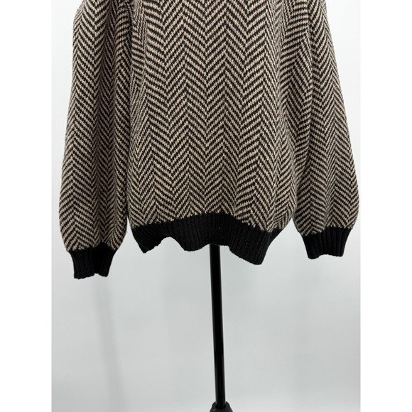 Women's Chevron Mock Neck Ribbed Cold Shoulder 2X Sweater Y2K Edgy Grunge Winter - Picture 5 of 14